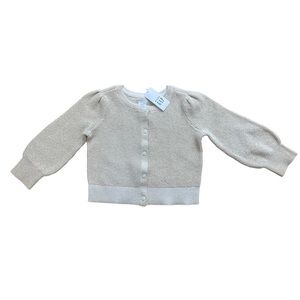 Baby Gap Gold Metallic Cardigan Sweater Balloon Sleeve 2T Holiday Christmas